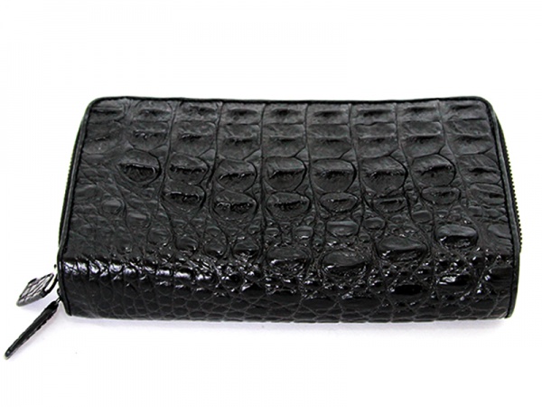 Кошелек - клатч из кожи крокодила KK-530B21 на двух молниях, спинная часть крокодила