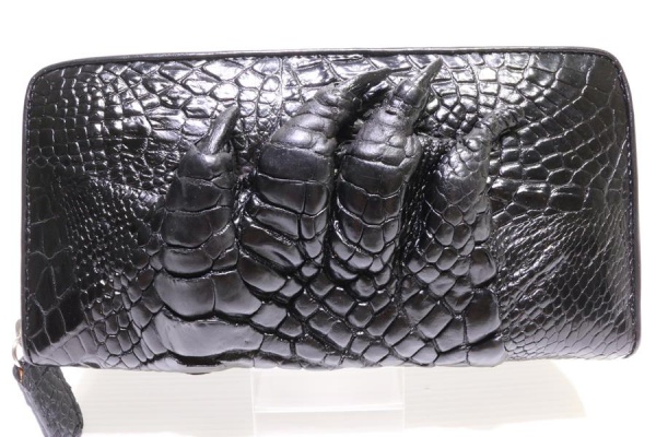 Кошелек - клатч из кожи крокодила KK-655B16 на молнии, с настоящей лапой крокодила