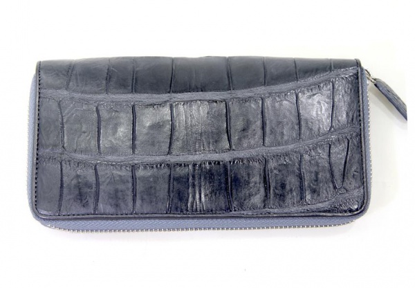 Кошелек - клатч из кожи крокодила KK-150G23 на молнии, брюшная часть крокодила