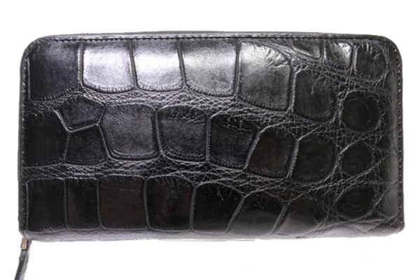 Кошелек - клатч из кожи крокодила KK-150B33 на молнии, брюшная часть крокодила