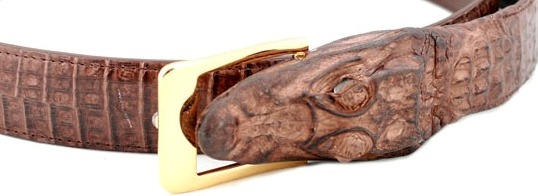 Ремень из кожи крокодила RK-911K с головой крокодила
