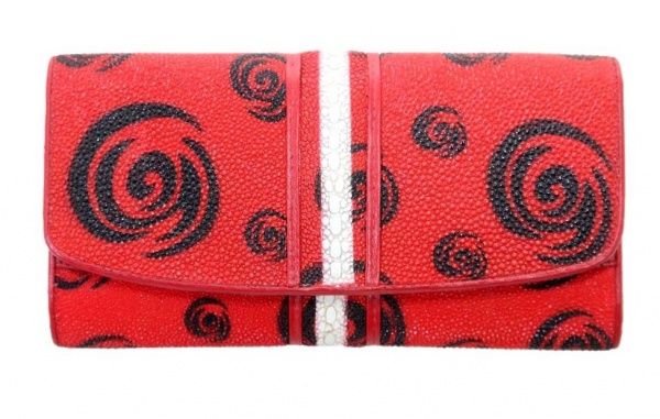 Кошелек из кожи морского ската KS-453R30 женский, с узором