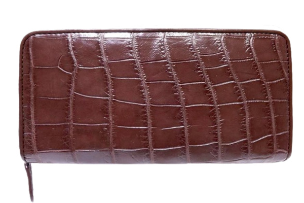 Кошелек - клатч из кожи крокодила KK-170BR35 на молнии, брюшная часть крокодила